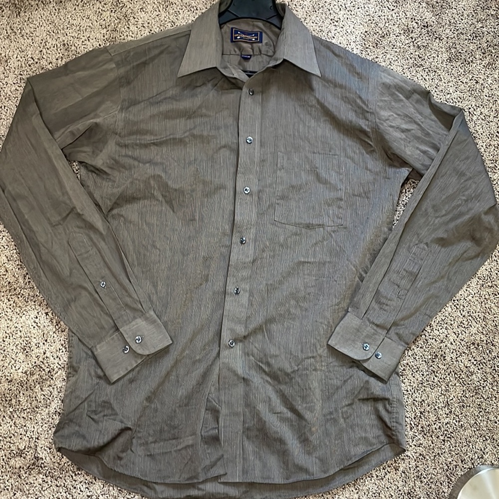 The Arrow Company Brown Striped Button Shirt 16/34-35